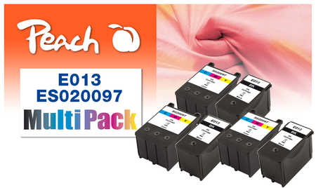 Peach E50 6 Druckerpatronen bk ersetzt Epson T050, T013 für z.B. Epson Machjet 6000 C, Epson Machjet 830 C, Epson Machjet 830 CS, Epson Machjet 830
