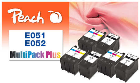 Peach E51 6 Druckerpatronen bk ersetzt Epson T051, T052 für z.B. Epson Machjet 600 C, Epson Machjet 930 C, Epson MJ 600 C, Epson MJ 930 C