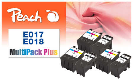 Peach E17 6 Druckerpatronen bk ersetzt Epson T017, T018 für z.B. Epson 1000 ICS, Epson Stylus Color 680, Epson Stylus Color 680 TR