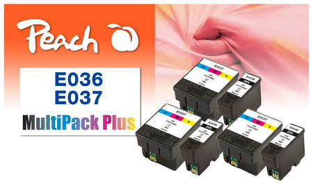 Peach E36 6 Druckerpatronen bk ersetzt Epson T036, T037 für z.B. Epson Stylus C 42, Epson Stylus C 42 Plus, Epson Stylus C 42 S, Epson Stylus C 42 SX