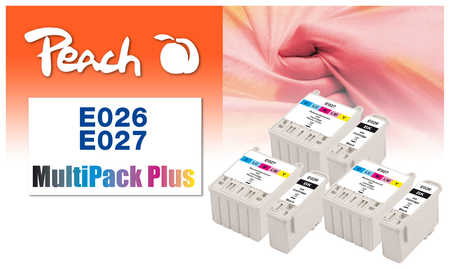 Peach E26 6 Druckerpatronen bk ersetzt Epson T026, T027 für z.B. Epson Stylus Photo 810, Epson Stylus Photo 820, Epson Stylus Photo 830