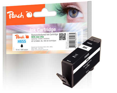 Peach HP 655 bk Druckerpatrone bk ersetzt HP No. 655 bk, CZ109AE für z.B. HP DeskJet Ink Advantage 3525, HP DeskJet Ink Advantage 4615
