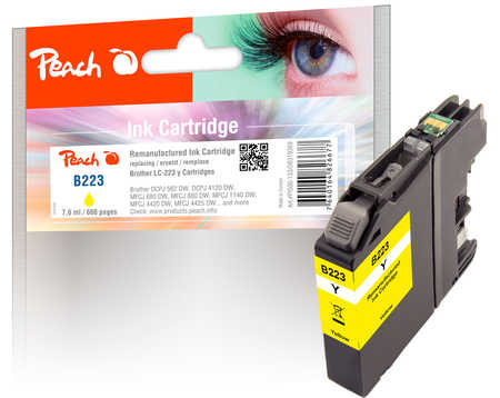 Peach B223 Y Druckerpatrone XL ye ersetzt Brother LC-223Y für z.B. Brother MFCJ 5320 DW, Brother DCPJ 562 DW, Brother MFCJ 5720 DW, Brother MFCJ 5600