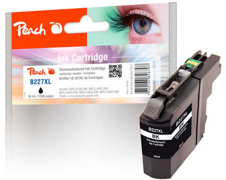 Peach B227 XLBK Druckerpatrone XL bk ersetzt Brother LC-227XLBK für z.B. Brother MFCJ 4625 DW, Brother DCPJ 4120 DW, Brother MFCJ 4420 DW