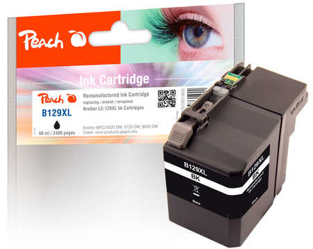 Peach B129 XLBK Druckerpatrone XL bk ersetzt Brother LC-129XLBK für z.B. Brother MFCJ 6920 DW, Brother MFCJ 6520 DW, Brother MFCJ 6720 DW