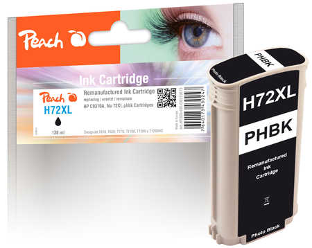 Peach HP 72 XLPBK Druckerpatrone XL bkph ersetzt HP No. 72XL PBK, C9370A für z.B. HP DesignJet T 1100 24 Inch, HP DesignJet T 1100 44 Inch