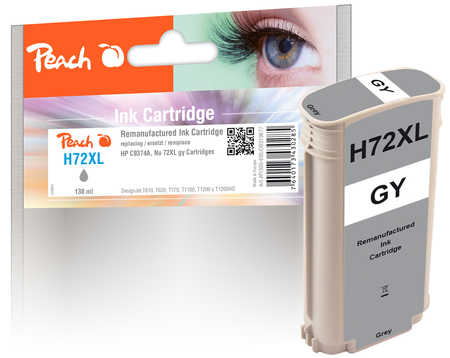 Peach HP 72 XLGY Druckerpatrone XL gy ersetzt HP No. 72XL GY, C9374A für z.B. HP DesignJet T 1100 24 Inch, HP DesignJet T 1100 44 Inch