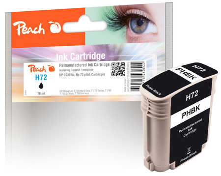 Peach HP 72 PBK Druckerpatrone bkph ersetzt HP No. 72 PBK, C9397A für z.B. HP DesignJet T 1100 24 Inch, HP DesignJet T 1100 44 Inch, HP DesignJet T 1100