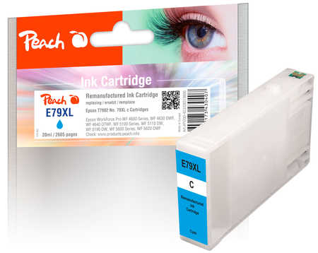 Peach E79 XLc Druckerpatrone XL cy ersetzt Epson No. 79XL c, C13T79024010 für z.B. Epson WorkForce Pro WF -4600, Epson WorkForce Pro WF -4630 DWF