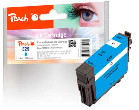 Peach E29 Druckerpatrone cy ersetzt Epson T2982, No. 29 c, C13T29824010 für z.B. Epson Expression Home XP -235, Epson Expression Home XP -330