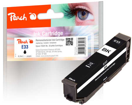 Peach E33 Druckerpatrone bkph ersetzt Epson T3341, No. 33 phbk, C13T33414010 für z.B. Epson Expression Premium XP -530