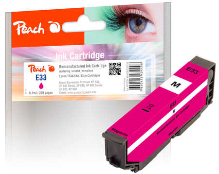 Peach E33 Druckerpatrone ma ersetzt Epson T3343, No. 33 m, C13T33434010 für z.B. Epson Expression Premium XP -530, Epson Expression Premium XP -630