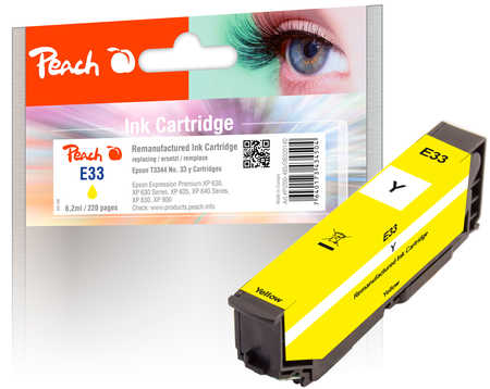 Peach E33 Druckerpatrone ye ersetzt Epson T3344, No. 33 y, C13T33444010 für z.B. Epson Expression Premium XP -530, Epson Expression Premium XP -630
