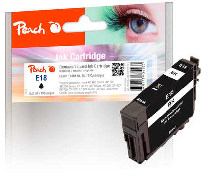 Peach E18 bk Druckerpatrone bk ersetzt Epson No. 18 bk, C13T18014010 für z.B. Epson Expression Home XP -100, Epson Expression Home XP -102
