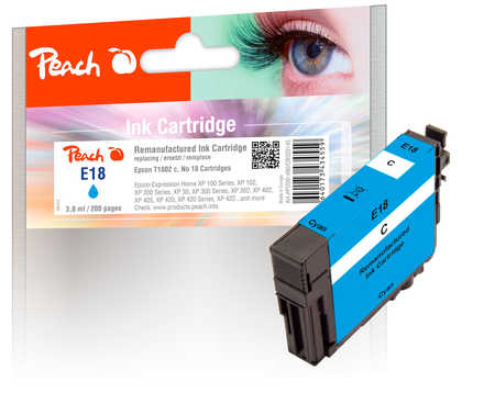 Peach E18 c Druckerpatrone cy ersetzt Epson No. 18 c, C13T18024010 für z.B. Epson Expression Home XP -100, Epson Expression Home XP -102