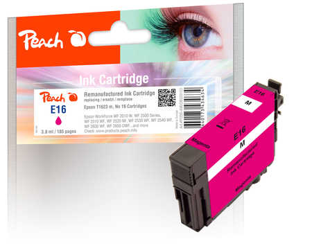 Peach E16 m Druckerpatrone ma ersetzt Epson No. 16 m, C13T16234010 für z.B. Epson WorkForce WF -2010 W, Epson WorkForce WF -2500