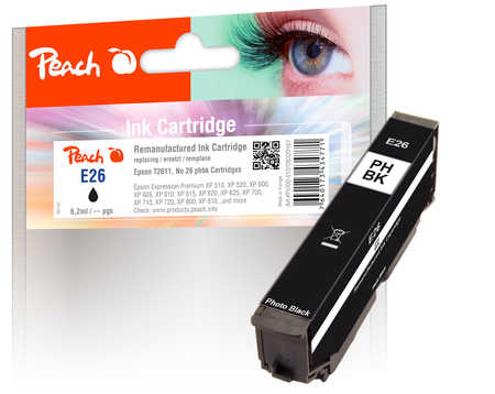 Peach E26 phbk Druckerpatrone bkph ersetzt Epson No. 26 phbk, C13T26114010 für z.B. Epson Expression Premium XP -510, Epson Expression Premium XP -520