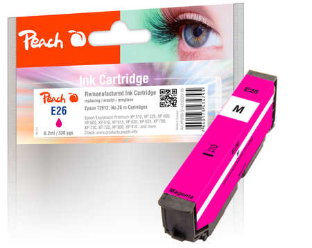 Peach E26 m Druckerpatrone ma ersetzt Epson No. 26 m, C13T26134010 für z.B. Epson Expression Premium XP -510, Epson Expression Premium XP -520