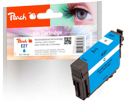 Peach E27 Druckerpatrone cy ersetzt Epson T2702, No. 27 c, C13T27024010 für z.B. Epson WorkForce WF -3600, Epson WorkForce WF -3620 DWF