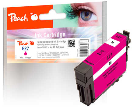 Peach E27 Druckerpatrone ma ersetzt Epson T2703, No. 27 m, C13T27034010 für z.B. Epson WorkForce WF -3600, Epson WorkForce WF -3620 DWF