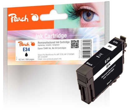Peach E34 Druckerpatrone bk ersetzt Epson T3461, No. 34 bk, C13T34614010 für z.B. Epson WorkForce Pro WF -3700, Epson WorkForce Pro WF -3720 DW