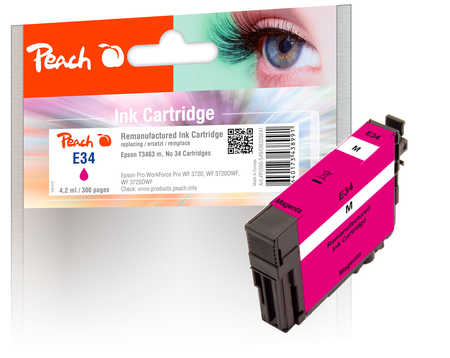 Peach E34 Druckerpatrone ma ersetzt Epson T3463, No. 34 m, C13T34634010 für z.B. Epson WorkForce Pro WF -3700, Epson WorkForce Pro WF -3720 DW