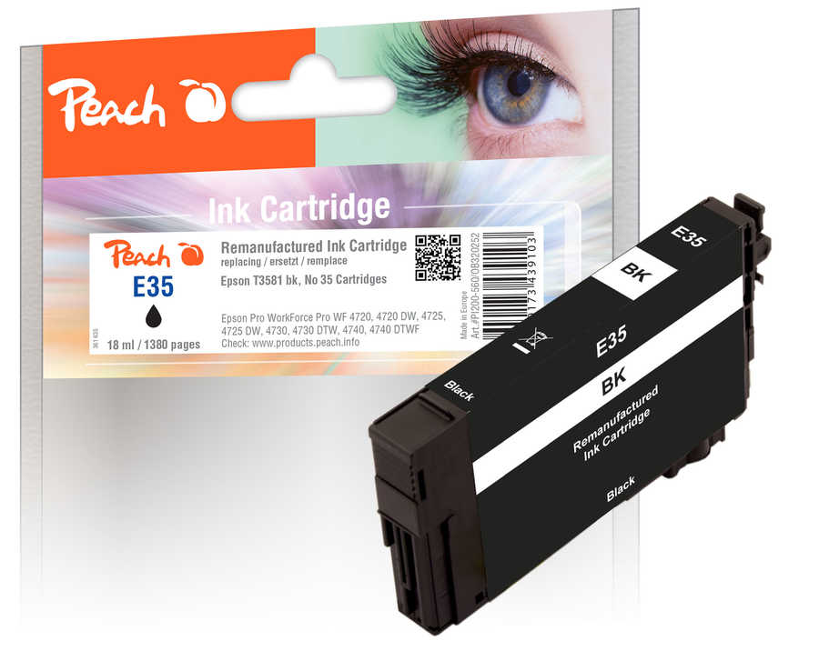 Peach E35 Druckerpatrone bk ersetzt Epson T3581, No. 35 bk, C13T35814010 für z.B. Epson WorkForce Pro WF -4720 DWF, Epson WorkForce Pro WF -4720