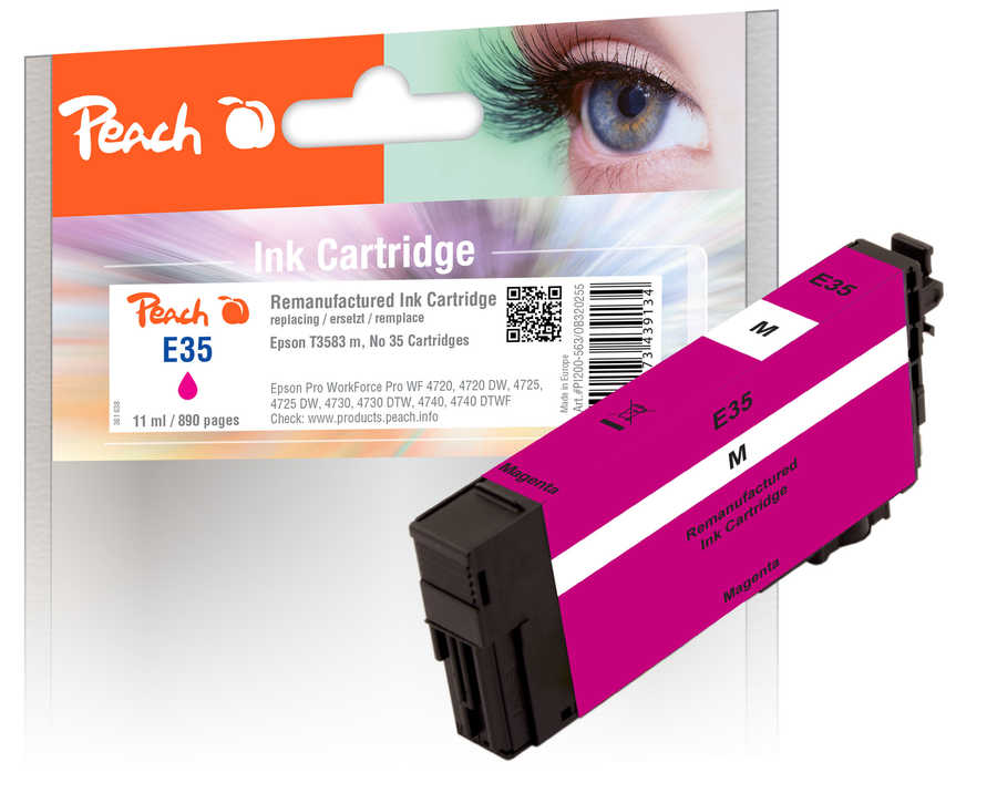 Peach E35 Druckerpatrone ma ersetzt Epson T3583, No. 35 m, C13T35834010 für z.B. Epson WorkForce Pro WF -4720 DWF, Epson WorkForce Pro WF -4720