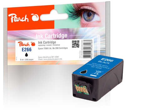 Peach E266 BK Druckerpatrone bk ersetzt Epson No. 266BK, C13T26614010 für z.B. Epson WorkForce WF -100 W, Epson WorkForce WF -110 W