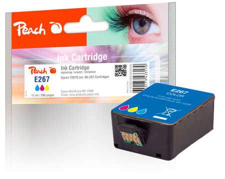 Peach E267 C Druckerpatrone col ersetzt Epson No. 267C, C13T26704010 für z.B. Epson WorkForce WF -100 W, Epson WorkForce WF -110 W