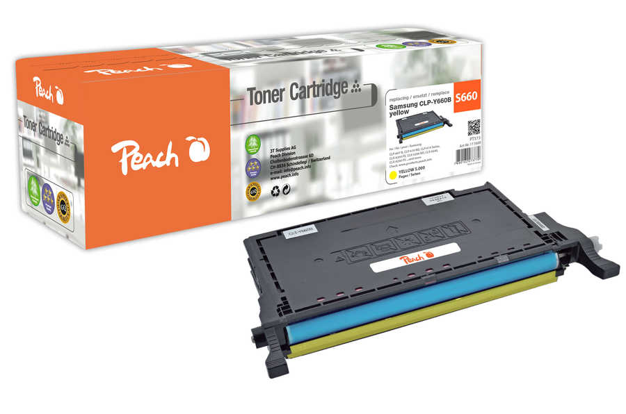 Peach S660 Toner XL ye ersetzt Samsung CLP-Y660B/ELS, ST959A für z.B. Samsung CLP -607 N, Samsung CLP -610 ND, Samsung CLP -610