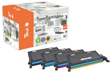 Peach S660 4 Toner XL (bk, c/m/y) ersetzt Samsung CLP-660 für z.B. Samsung CLP -607 N, Samsung CLP -610 ND, Samsung CLP -610, Samsung CLP -660