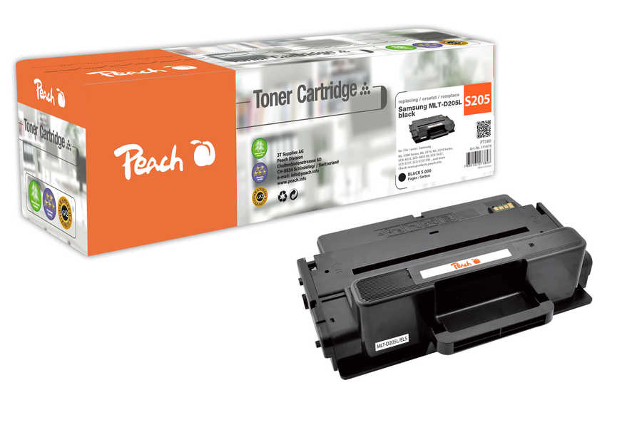 Peach S205 Toner XL bk ersetzt Samsung MLT-D205L/ELS, SU963A für z.B. Samsung ML -3300, Samsung ML -3310, Samsung ML -3310 D, Samsung ML -3710