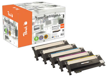 Peach S404 5 Toner (2*bk, c/m/y) ersetzt Samsung CLT-P404C, SU365A für z.B. Samsung Xpress C 480 W, Samsung Xpress C 430, Samsung Xpress C 480