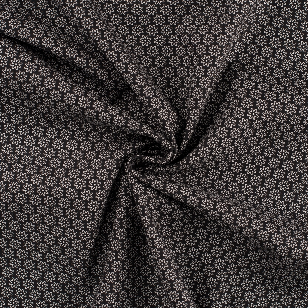 Baumwoll Popeline The Flowers, schwarz