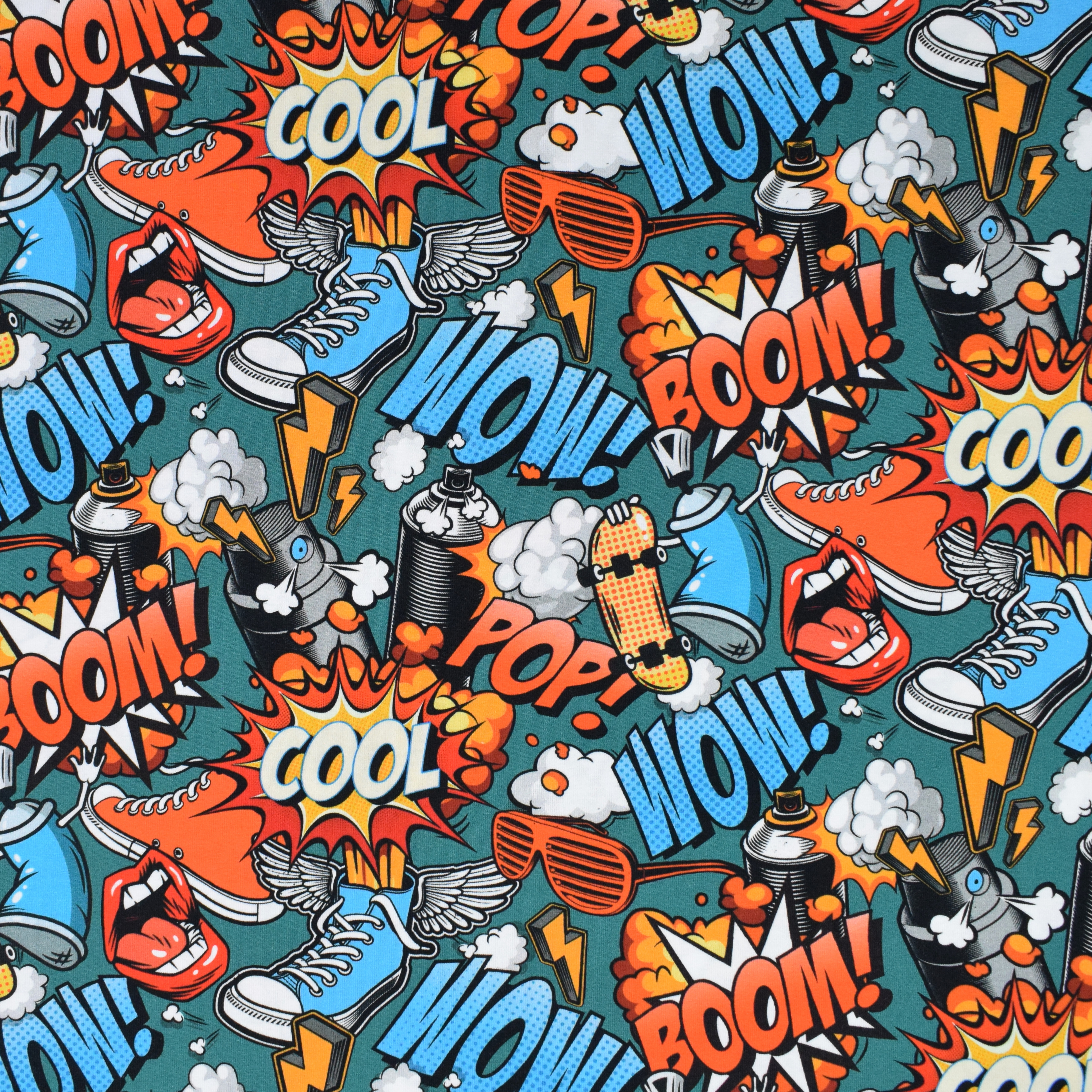 Baumwolljersey Graffiti, petrol