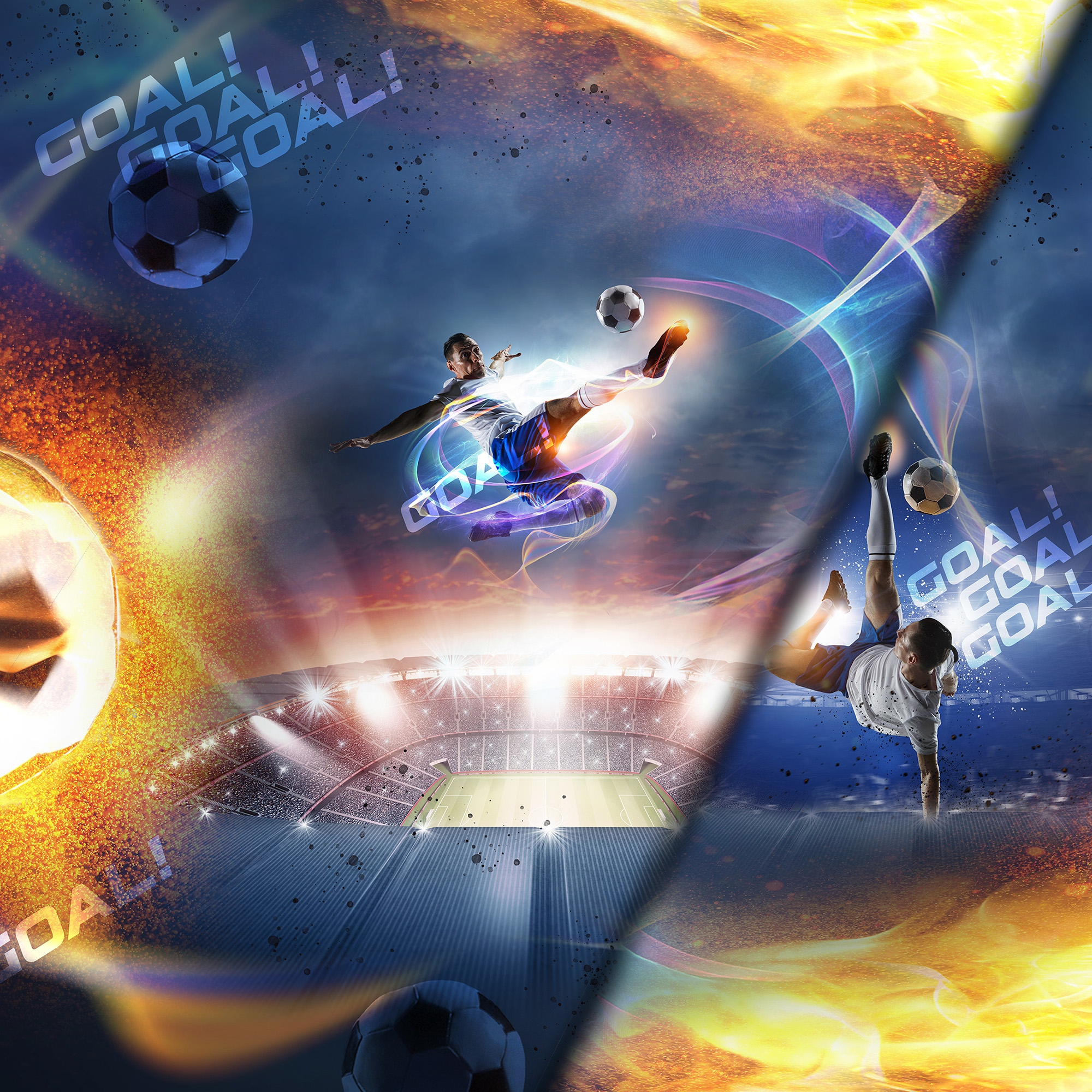 Baumwolljersey Malomi Panel Fussball Star 150 x 70 cm