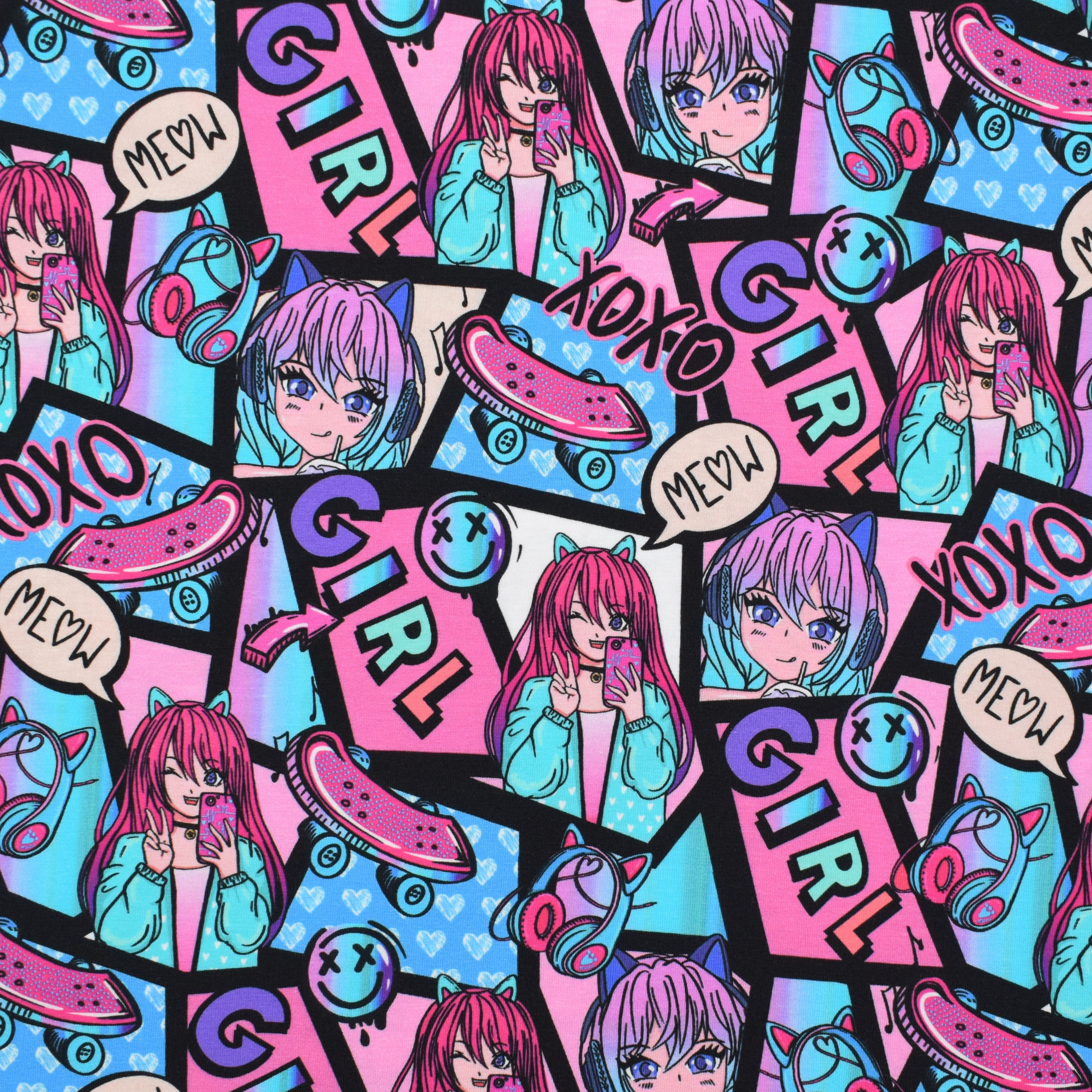 Baumwolljersey Manga Girl, pink