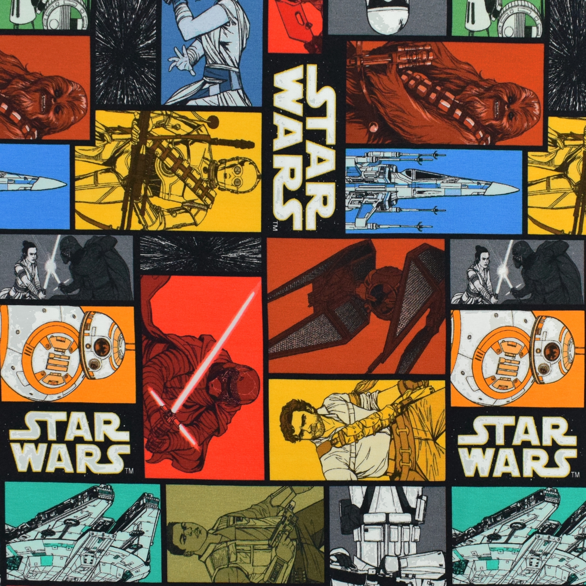Baumwolljersey Star Wars Comic Blocks, rot