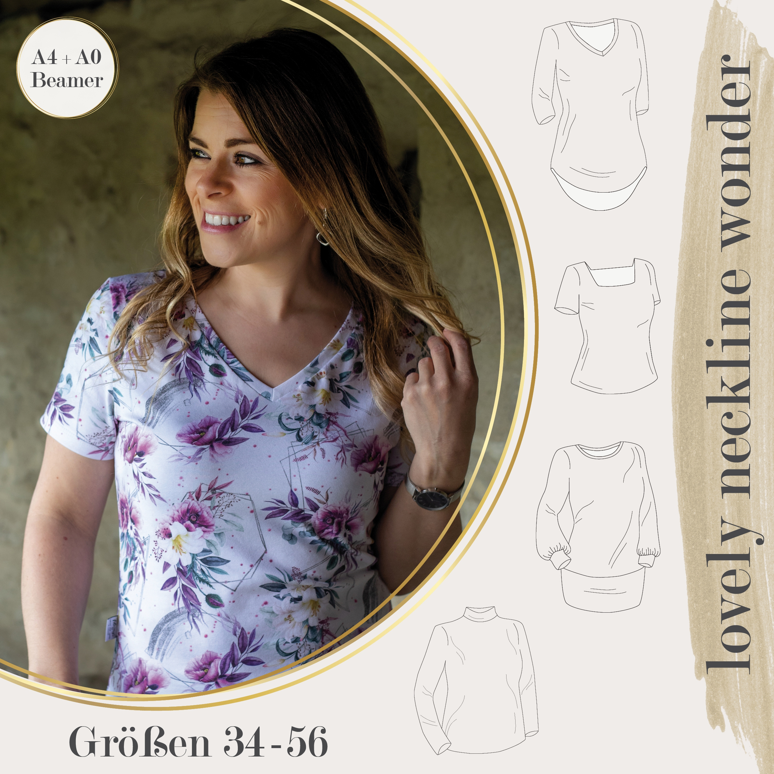 E-Book LovelySewDesign Shirt/Pullover/Top Lovely Neckline Wonder Damen A0/Beamer-Version