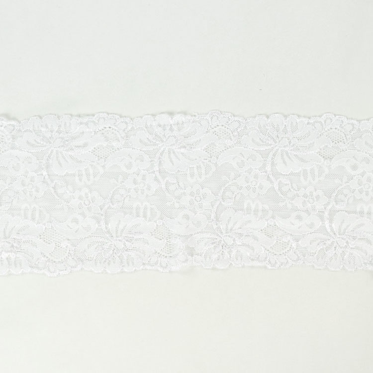 Elastische Spitze Blüten, weiss
