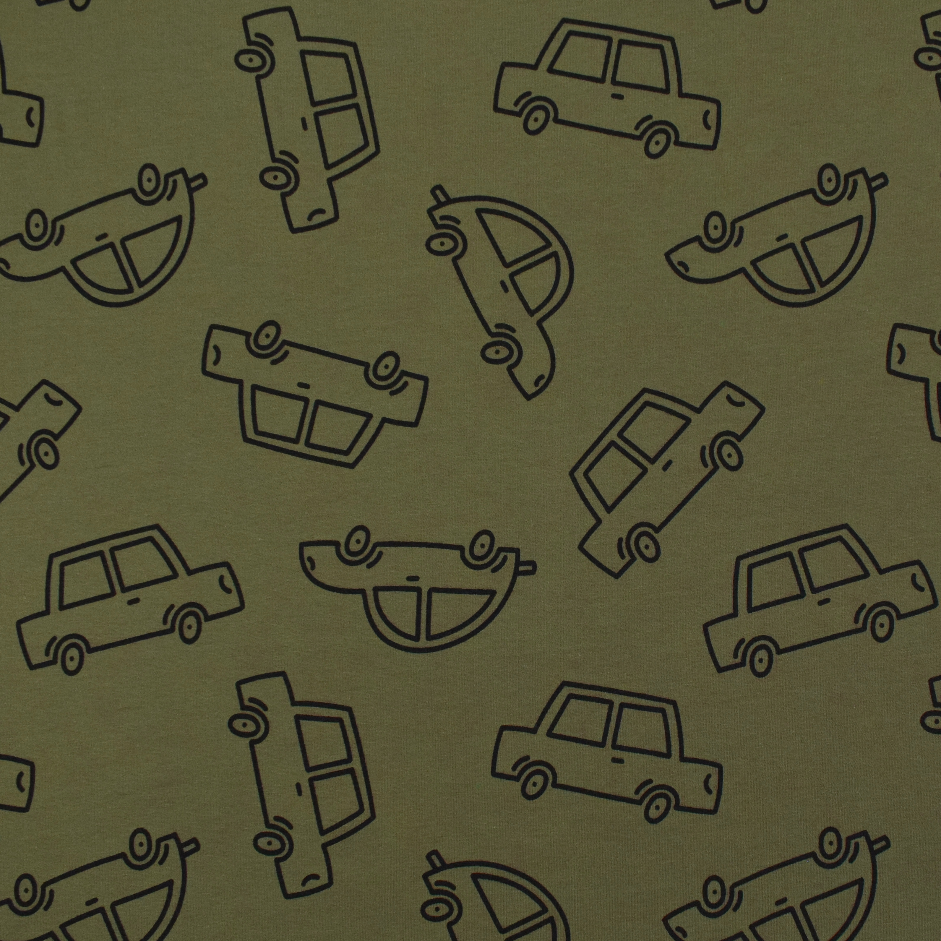 French Terry Cars, olivgrün