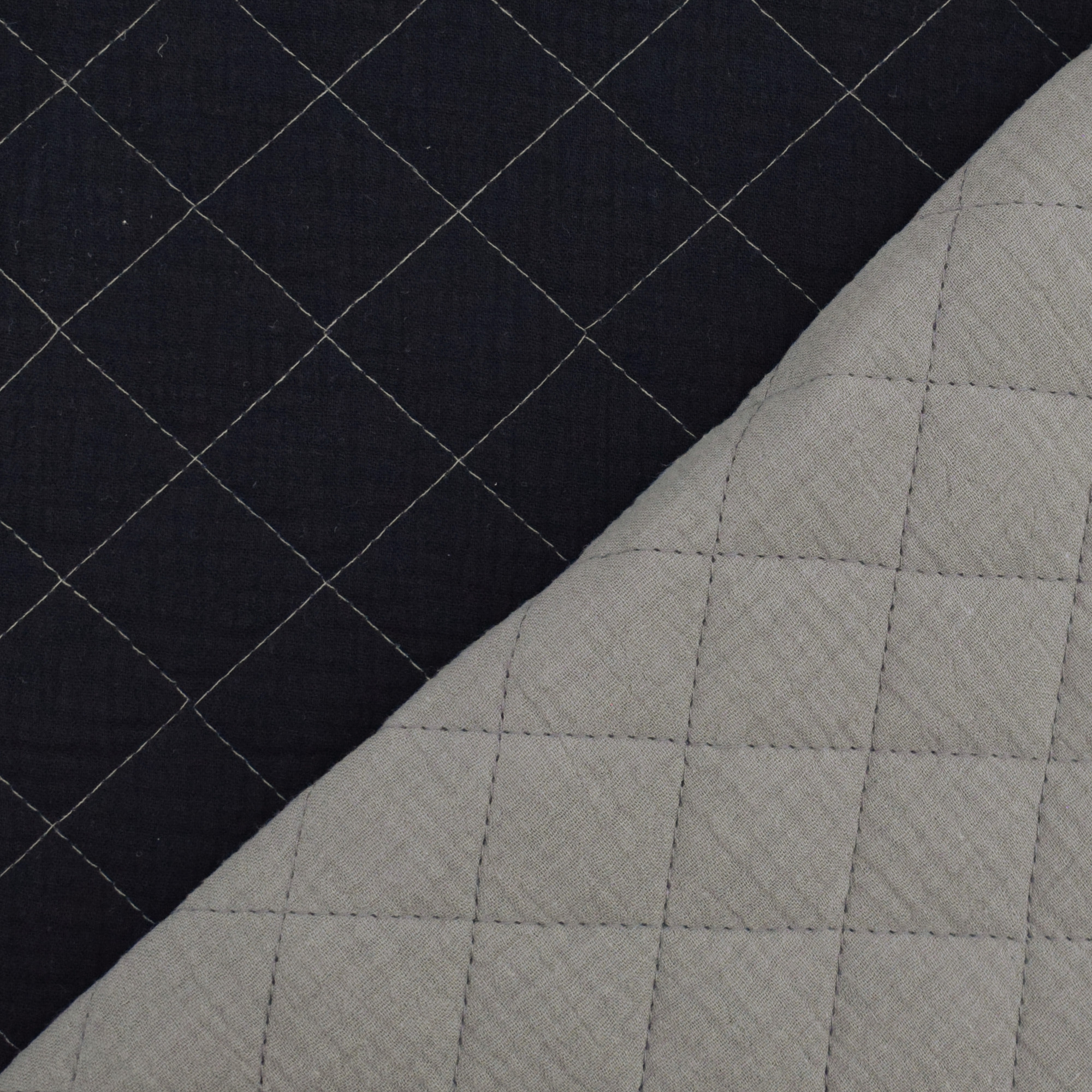 Musselin Stepper Doubleface, schwarz- grau