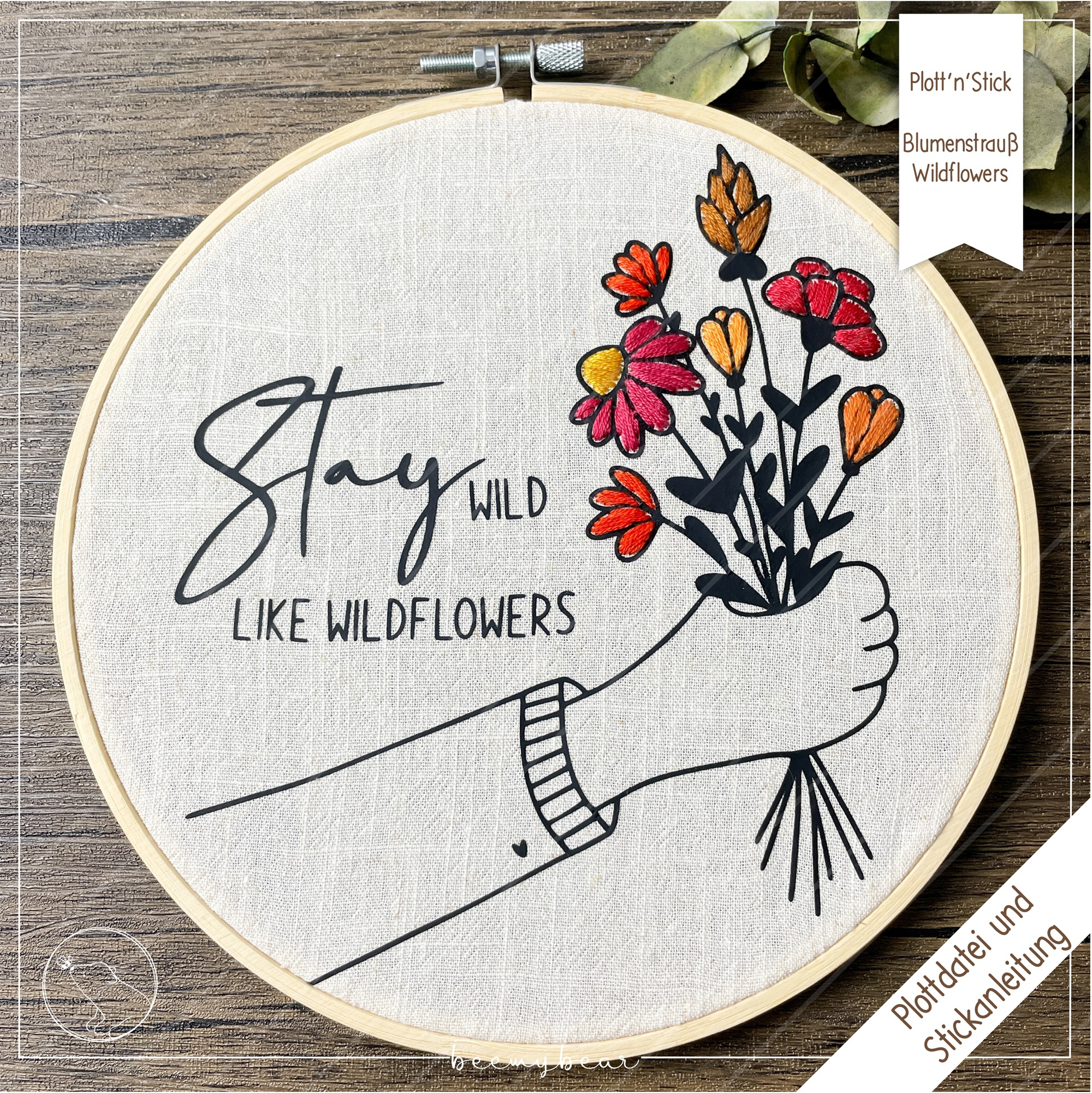Plotter- und Stickdatei beemybear Plott'n'Stick Blumenstrauß Wildflower