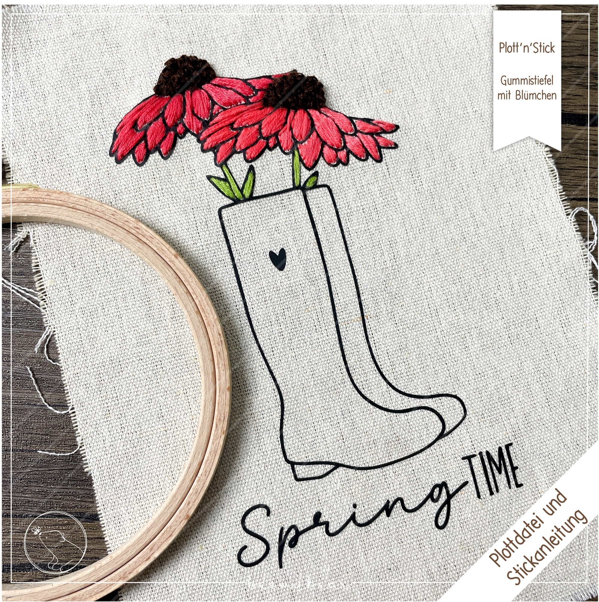 Plotter- und Stickdatei beemybear Plott'n'Stick Gummistiefel mit Blümchen