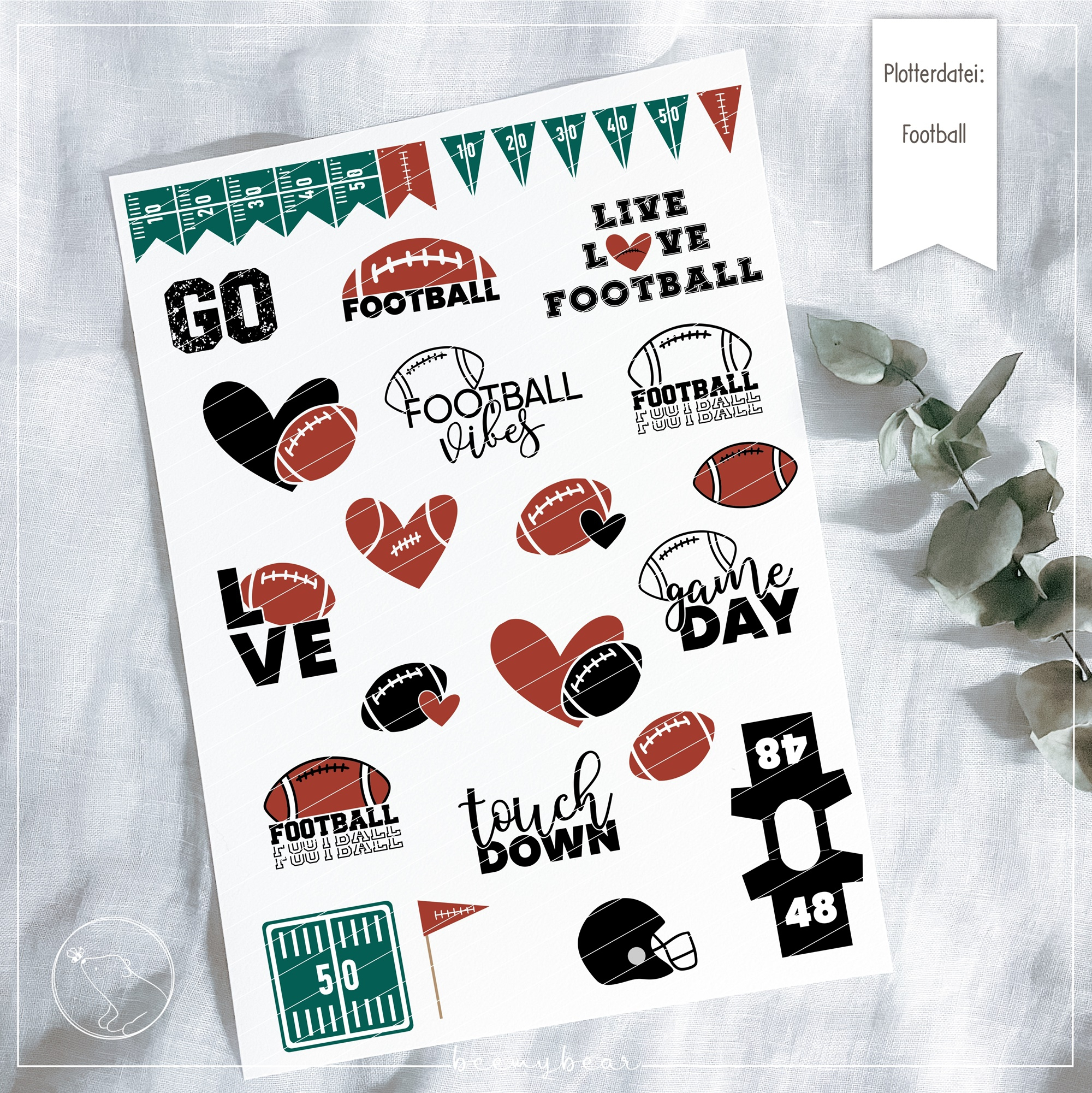 Plotterdatei beemybear Football