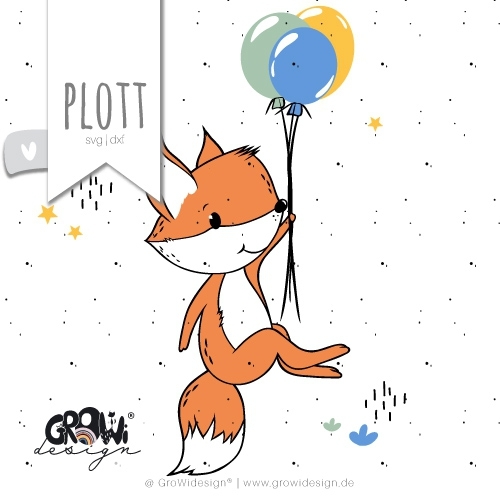 Plotterdatei GroWiDesign Fuchs Luftballon