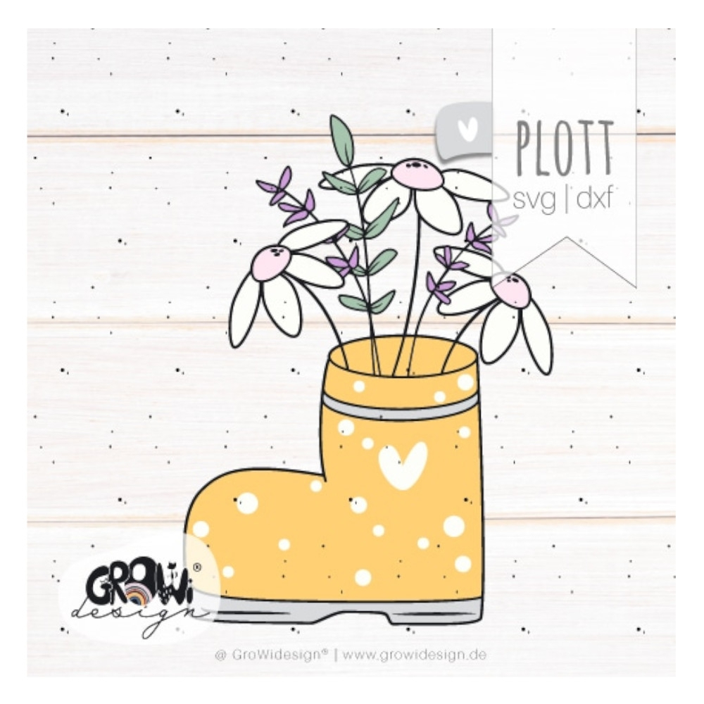 Plotterdatei GroWiDesign Gummistiefel Blumen