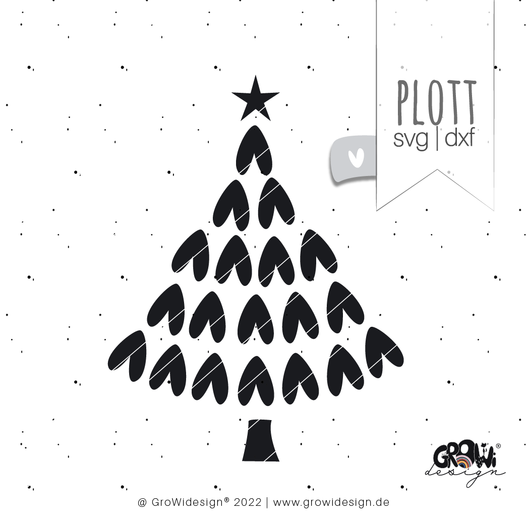 Plotterdatei GroWiDesign Tannenbaum Herzen