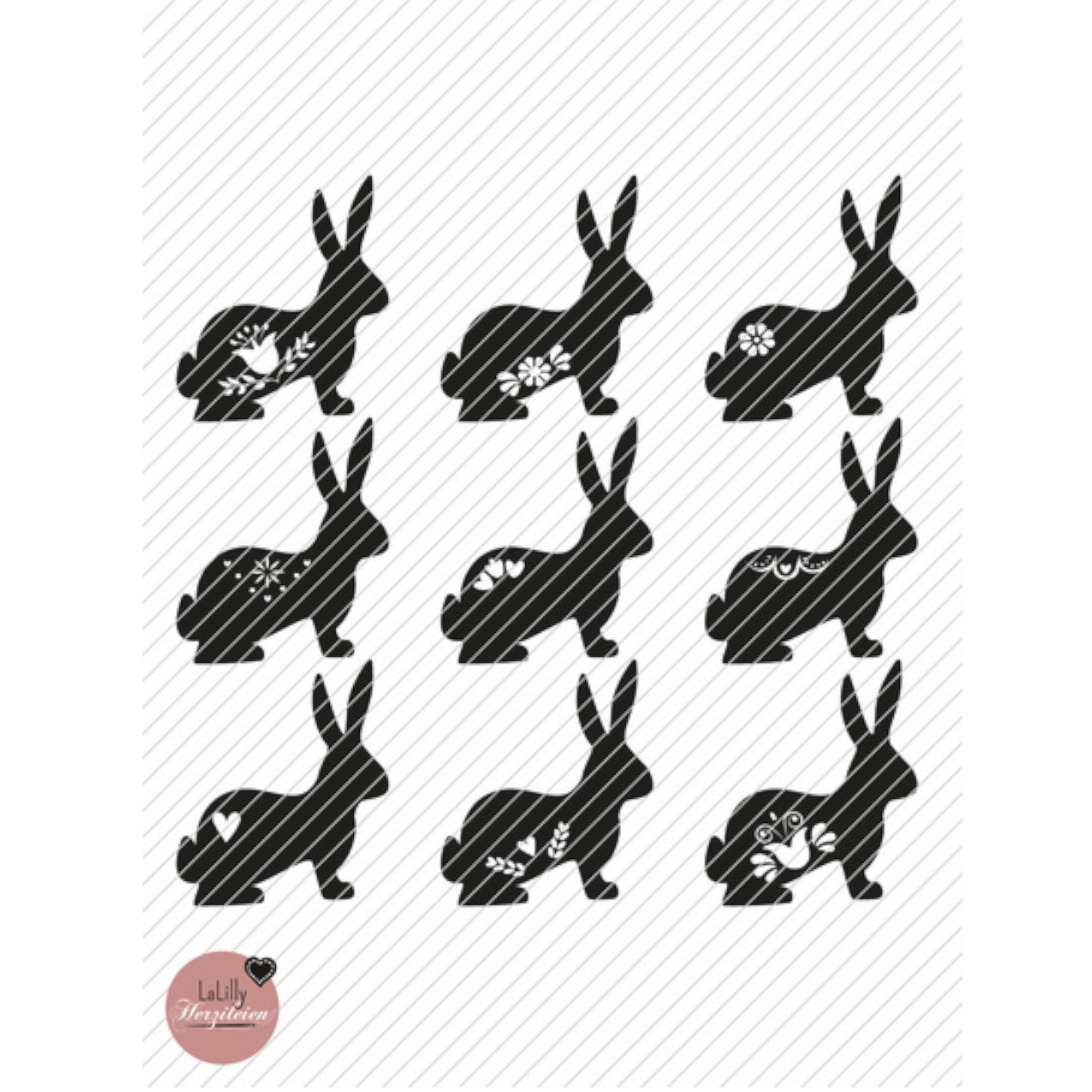 Plotterdatei LaLilly Herzileien Skandi Hasen 'Paskhare'